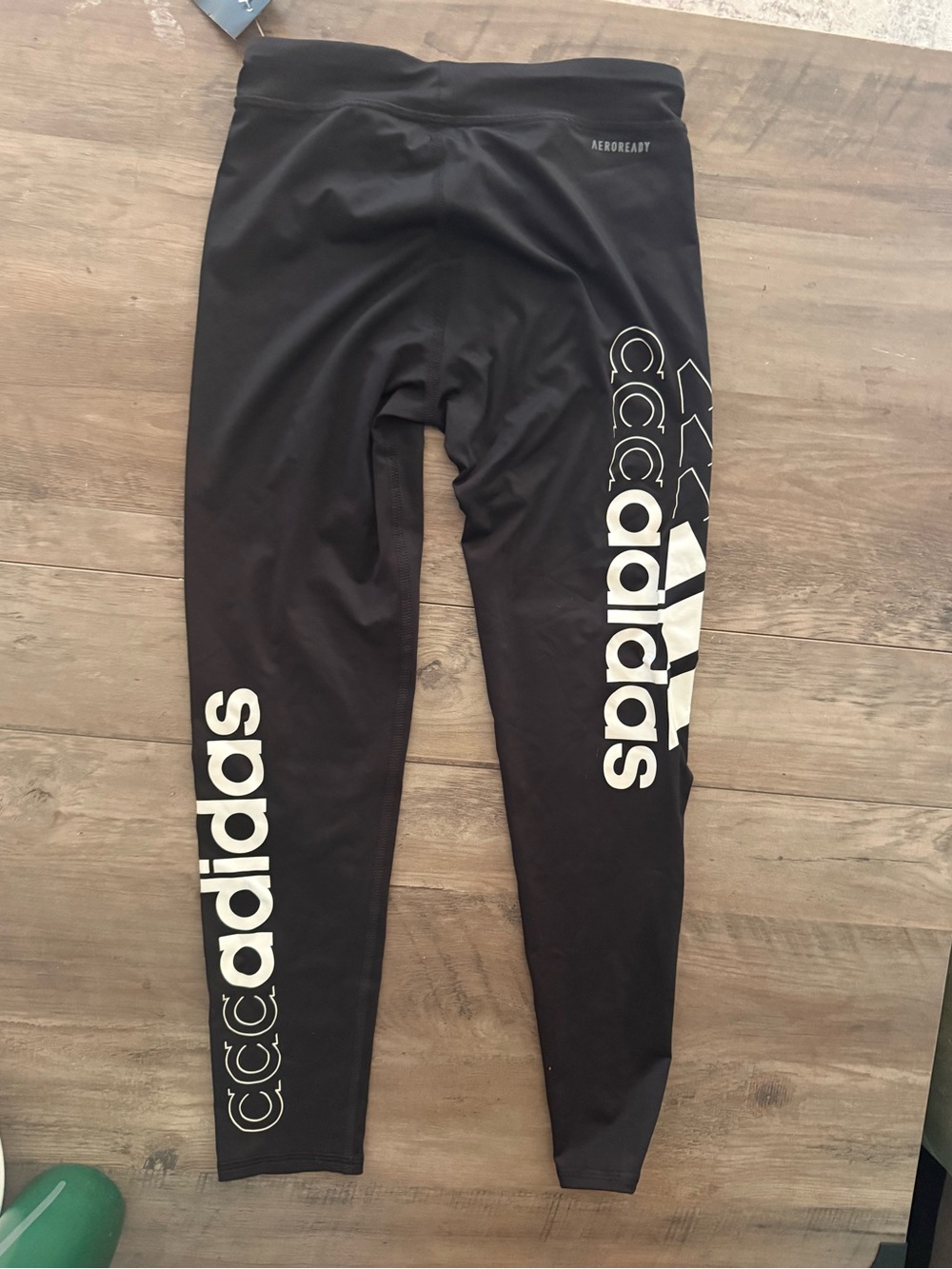 adidas Black Leggings with White Logo Graphics